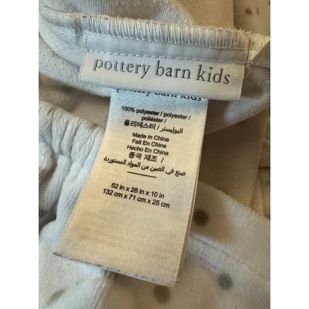 Pottery Barn Baby Crib Toddler Bed Fitted Sheet Gray White Polka Dot Unisex Soft